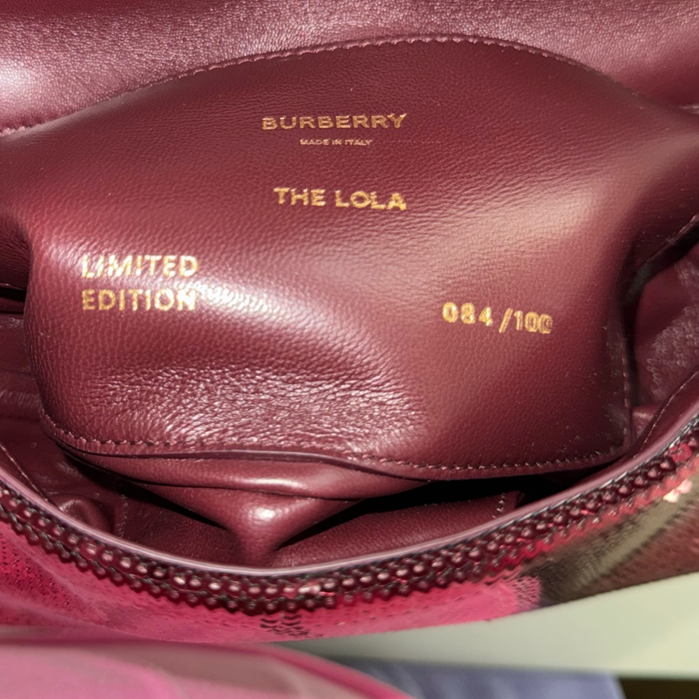 Burberry Lola Small Quilted Sequin Chain Shoulder Bag in Burgundy ~ EUC - Picture 11 of 14